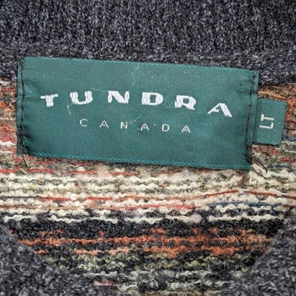 VTG Tundra Canada Men's Wool Blend Button Long Sleeve Knit Polo Sweater Size L - Picture 3 of 4